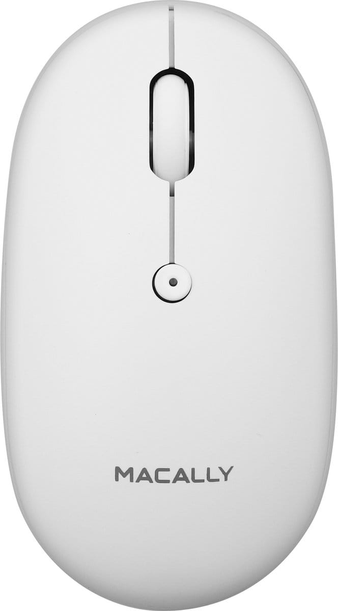 Macally BTTOPBAT-W Optische draadloze bluetooth-muis voor Mac en PC - Met ingebouwde heroplaadbare batterij -Wit