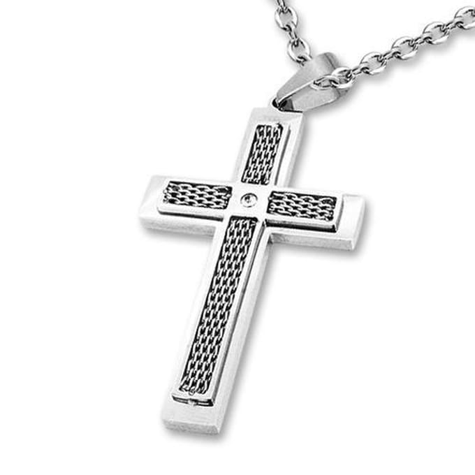 Amanto Ketting Amy - 316L Staal PVD - Kruis - 28x45mm - 60cm