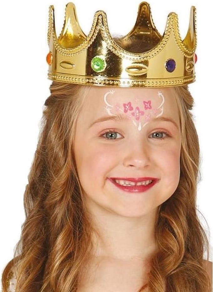Fiestas Guirca Koninginnen/prinsessen verkleed kroon voor kinderen - goud