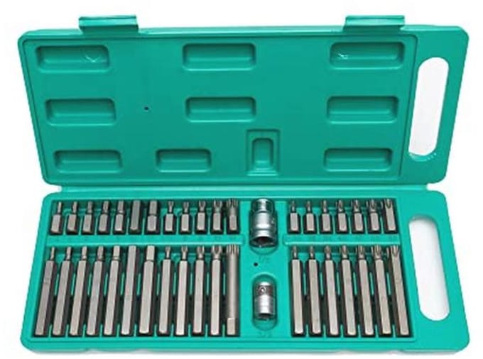 40-delige bitset met lange bits en bithouder 1/2" en 3/8" voor Torx, inbusschroeven en XZN-schroeven