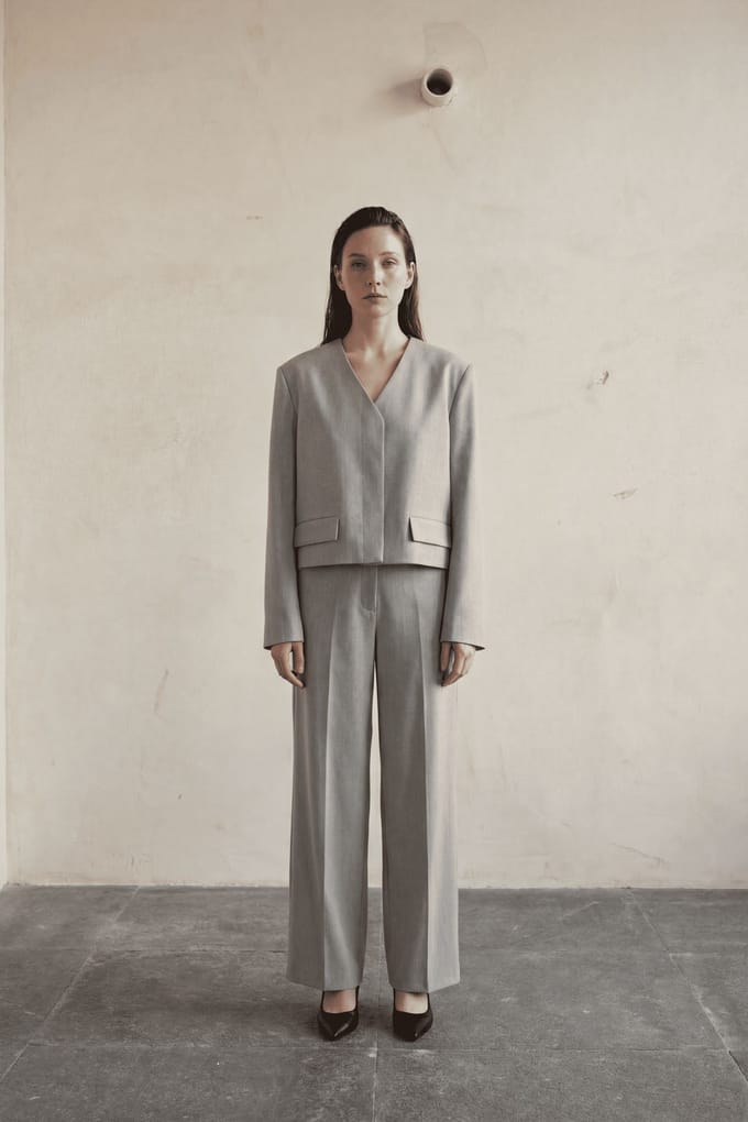 V-hals Getailleerde Cropped Jas