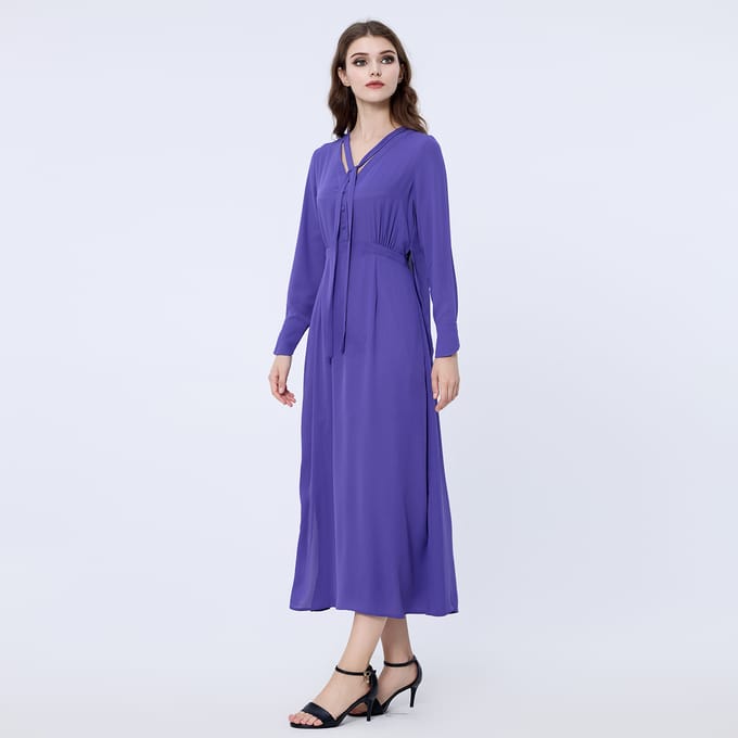 V-Neckline Long Blouse-dress