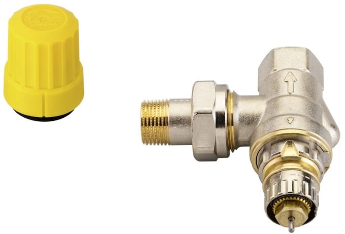 Danfoss Ventielhuis RA-UR 10 R 3/8, hoek, mat vernikkeld, 013G3299