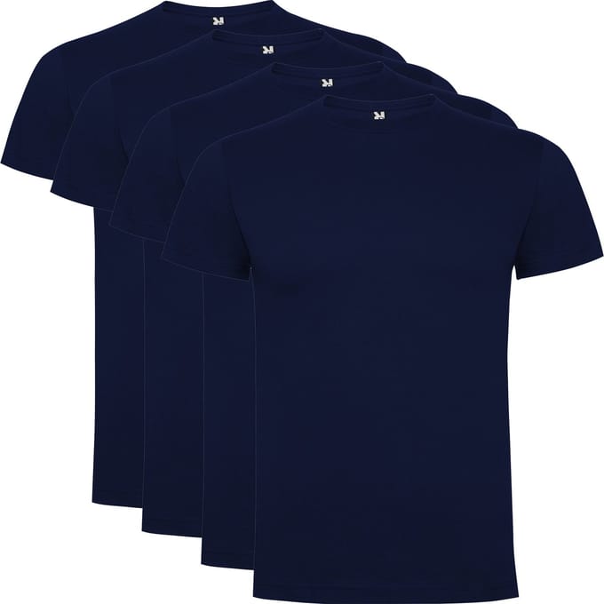 4 Pack Roly Atomic Basic T-Shirt 100% biologisch katoen Ronde hals Navy Blauw Maat S