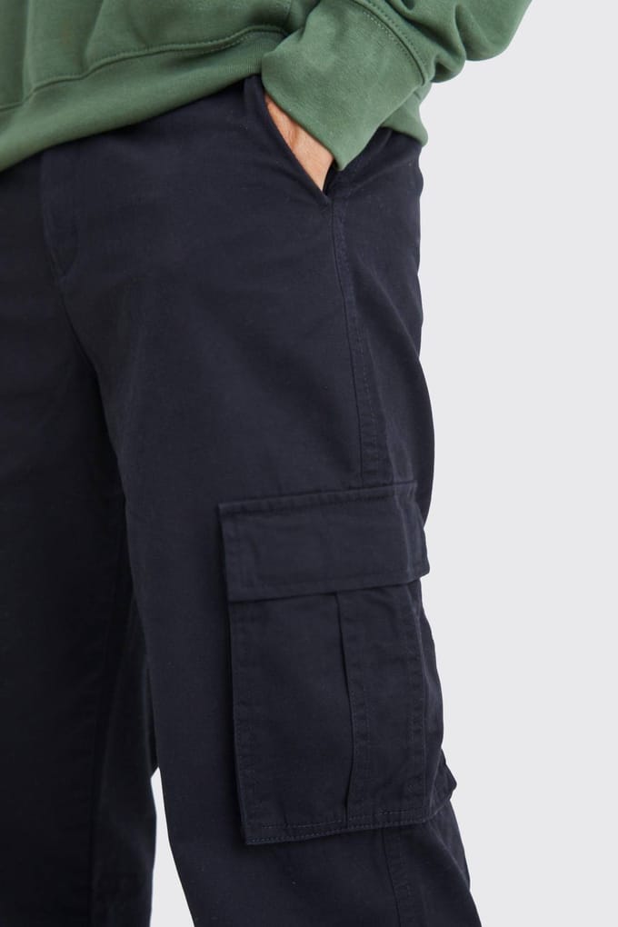 Broek met vaste taille en relaxed fit cargo | Black | Size 32
