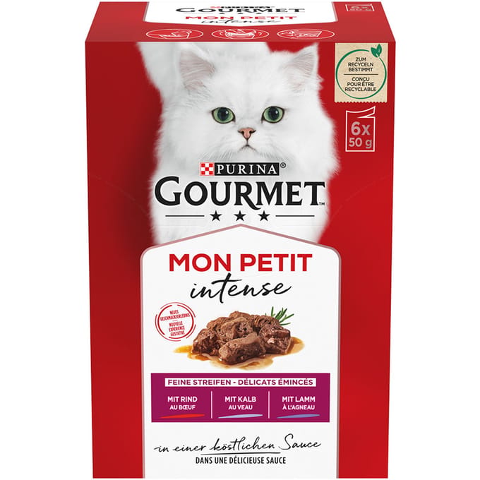 6x50g met Vlees Gourmet Mon Petit Kattenvoer