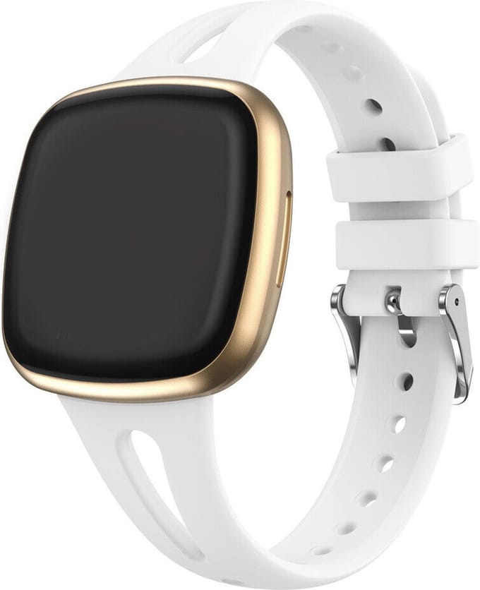Strap-it Luxe siliconen bandje - geschikt voor Fitbit Versa 3 / Versa 4 / Sense / Sense 2- wit - Maat: Maat S