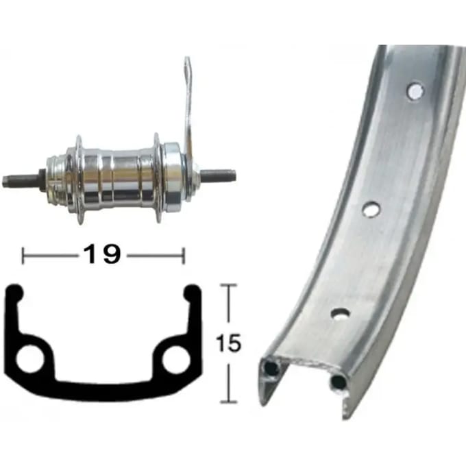 16-gaats aluminium ventiel achterwiel Roland 8.5 mm