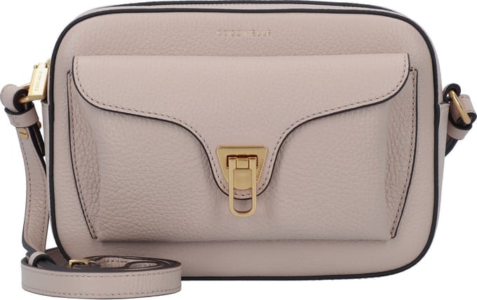COCCINELLE Leren Schoudertas Beat Soft Camera Bag Rosette Beige