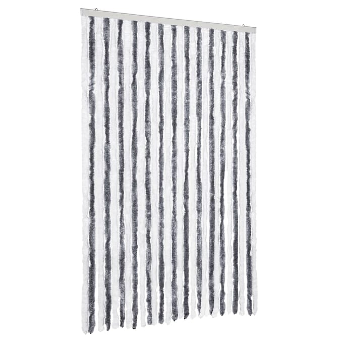 vidaXL - Vliegengordijn - 118x220 - cm - chenille - grijs - en - wit