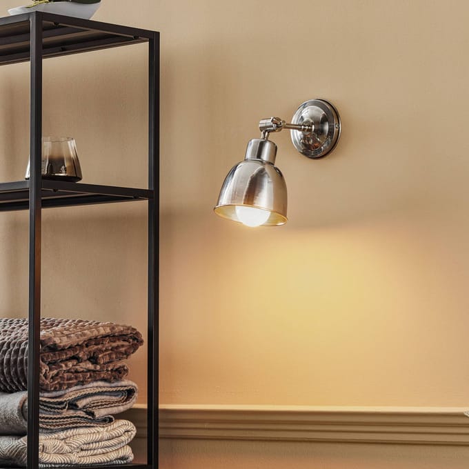 Euluna - wandlamp - 1licht - staal - H: 22 cm - E27 - chroom