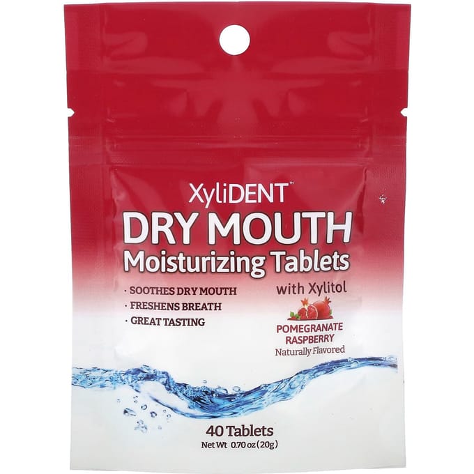 XyliDENT, Monddroogheid Hydraterende Tabletten, met Xylitol, Granaatappel Framboos, 40 Tabletten, 0,70 oz (20 gram)