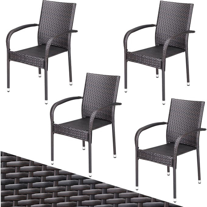 Casaria Tuinstoelen Stapelbaar – Set van 4 – 90x56x60 cm – Bruin