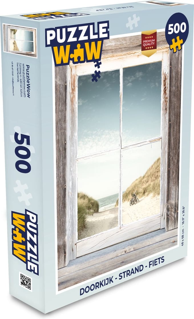 Puzzel Doorkijk - Strand - Fiets - Legpuzzel - Puzzel 500 stukjes