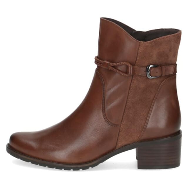 Caprice Cognac Leren Dames enkellaarzen