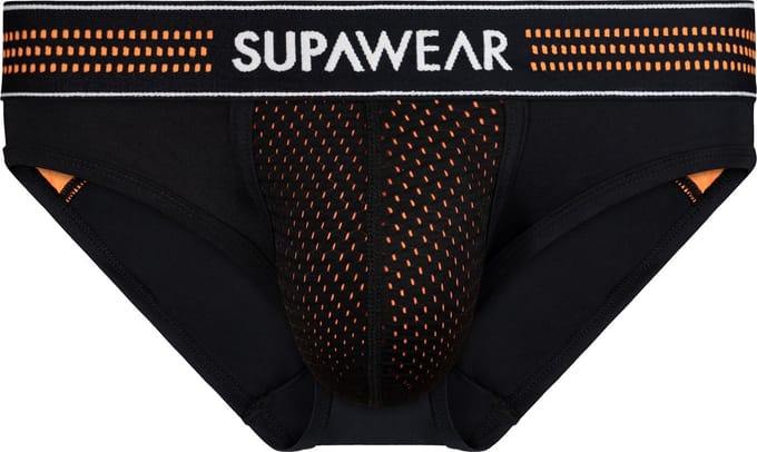 SUPAWEAR Mesh Brief Neon Orange - MAAT M - Heren Ondergoed - Slip voor Man - Mannen Brief