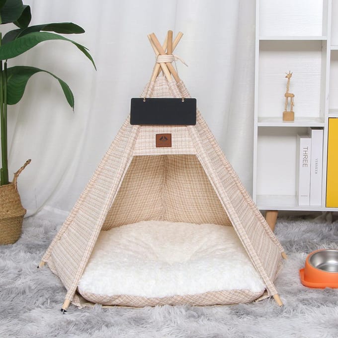 Chenil pour Chat, Tente pour Animaux Style Xiaoxiangfeng  Chenil pour Chiens de Petite et Moyenne Taille  Maisonnette Pliable L (60 × 60 × 70cm)
