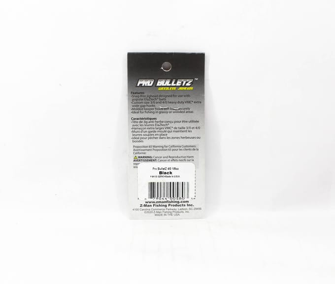 Zman Jighead Pro BulletZ 1/8 oz Maat 4/0 3/pak Zwart (5803) white