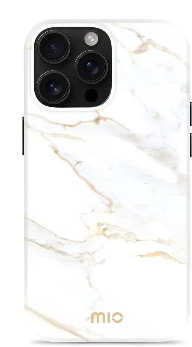 MIO by Mobilize Hoesje | Geschikt voor Apple iPhone 16 Pro | Compatibel met MagSafe / Qi2 | Hard Shell Back Cover | White Marble