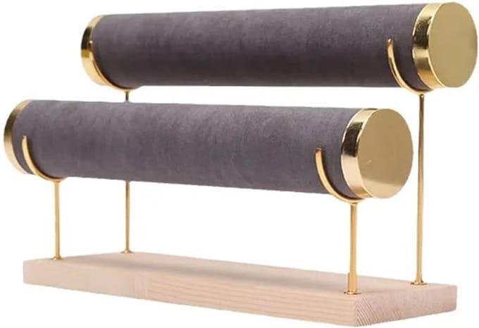 Sieradenstandaard - Juwelier Display - Sieraden Presenteren - Houten Sokkel - 2 Niveaus - Wit