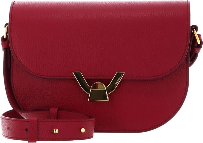 COCCINELLE Leren Schoudertas Dew Crossbody Grained Leather Sangria (rood)paars
