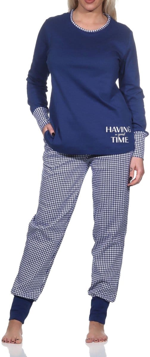 Normann dames pyjama met manchetten in casual look in aaibare interlock kwaliteit