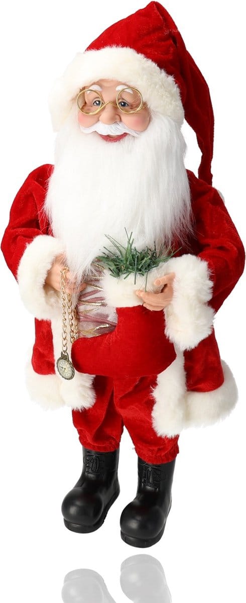 Kerstman Pop 47cm/66cm - Kerstversiering Binnen - Rode Decoratie voor de Feestdagen,