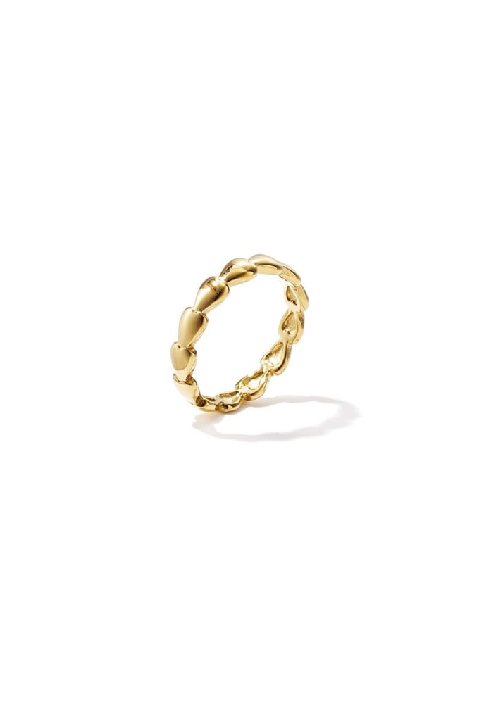Minimalistische ring met kleine hartjes - Goudkleur - 18