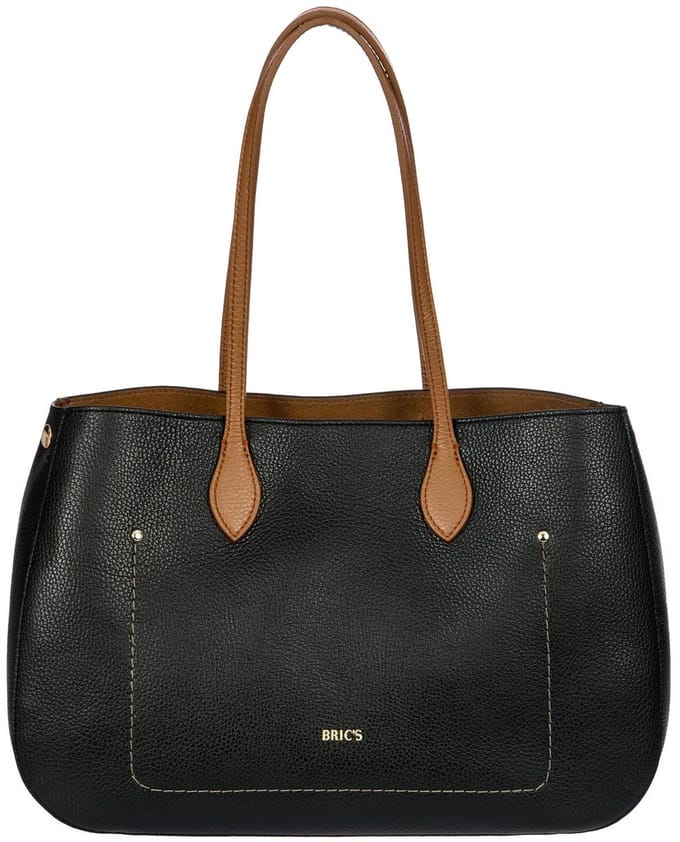BRIC'S Leren schoudertas Gondola Lavanda Bag Black Leather zwart