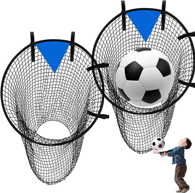 Set van 2 Draagbare Voetbalnetten voor Tuintraining met Verstelbare Bandjes - 55 cm, Ideaal voor Kinderen en Beginners