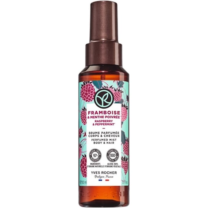Yves Rocher Raspberry & Peppermint Geparfumeerde nevel voor lichaam en haar Bodyspray Dames 100 ml