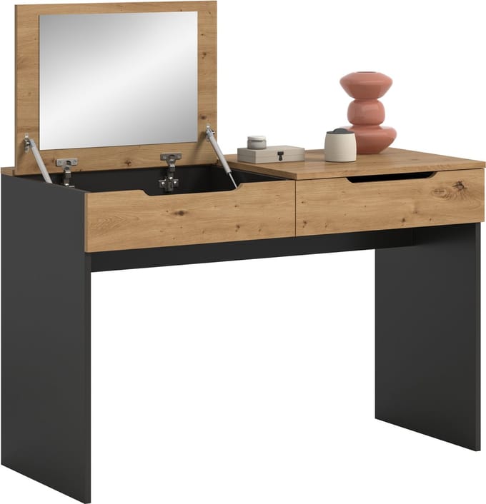 Stijlvolle Schminktafel op wielen - Basaltgrijs - 115 cm breed - Moderne opbergoplossing