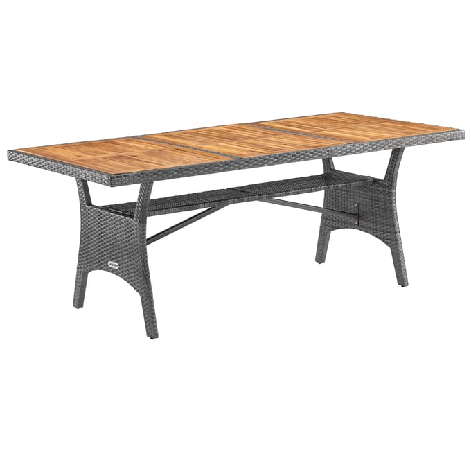 Casaria Polyrattan Tafel - FSC® gecertificeerd Acaciahout – Grijs