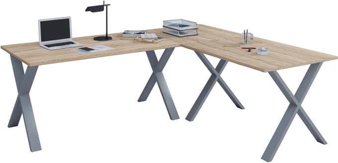 Hoekbureau Computerbureau Hoekbureau Lona 50 X Aluminium Zwart