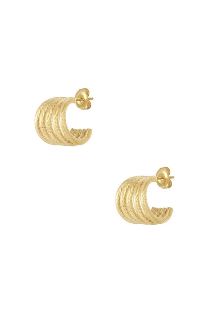 Bijoutheek Oorknoppen 5 Ringen Bewerkt Goud