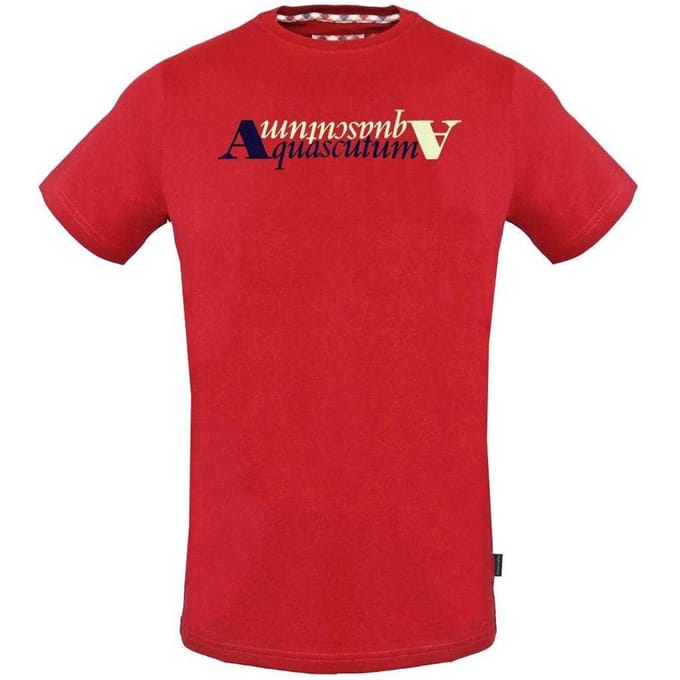 Aquascutum Heren Reflectie Logo T-Shirt (Rood)