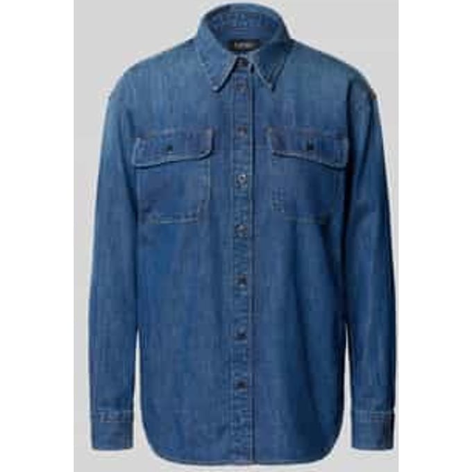 Regular fit jeansblouse met borstzakken