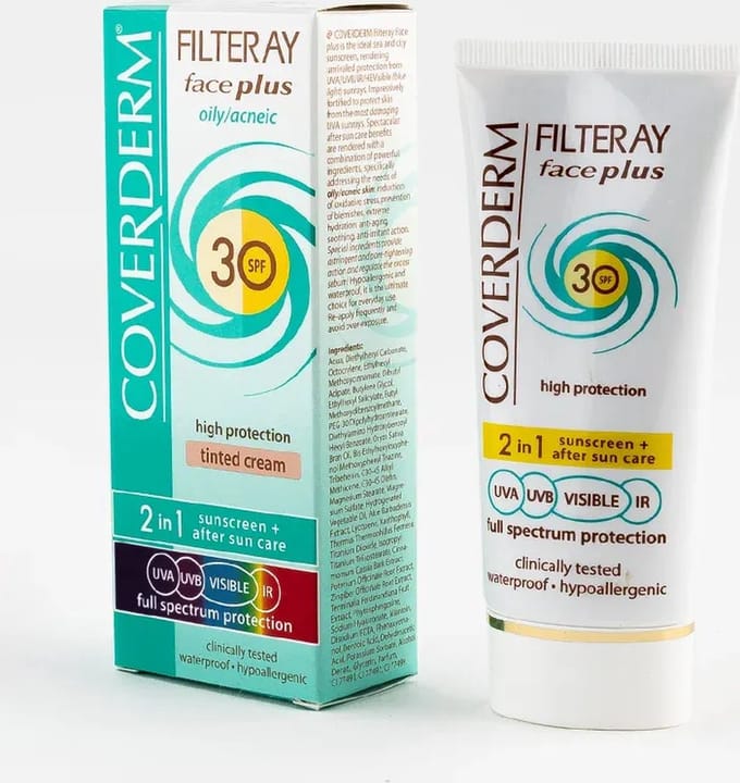 Coverderm Filteray Gezicht Plus Vette Acnehuid Zacht Bruin SPF 30 50 ml
