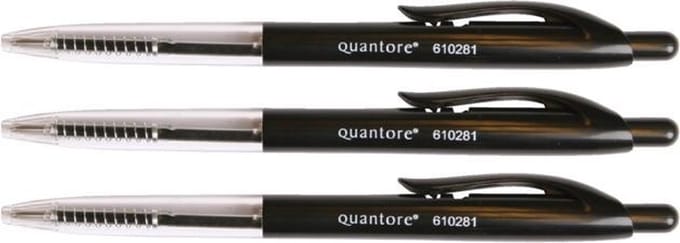 Balpen - Quantore - Zwart - Met drukknop - 1 stuk