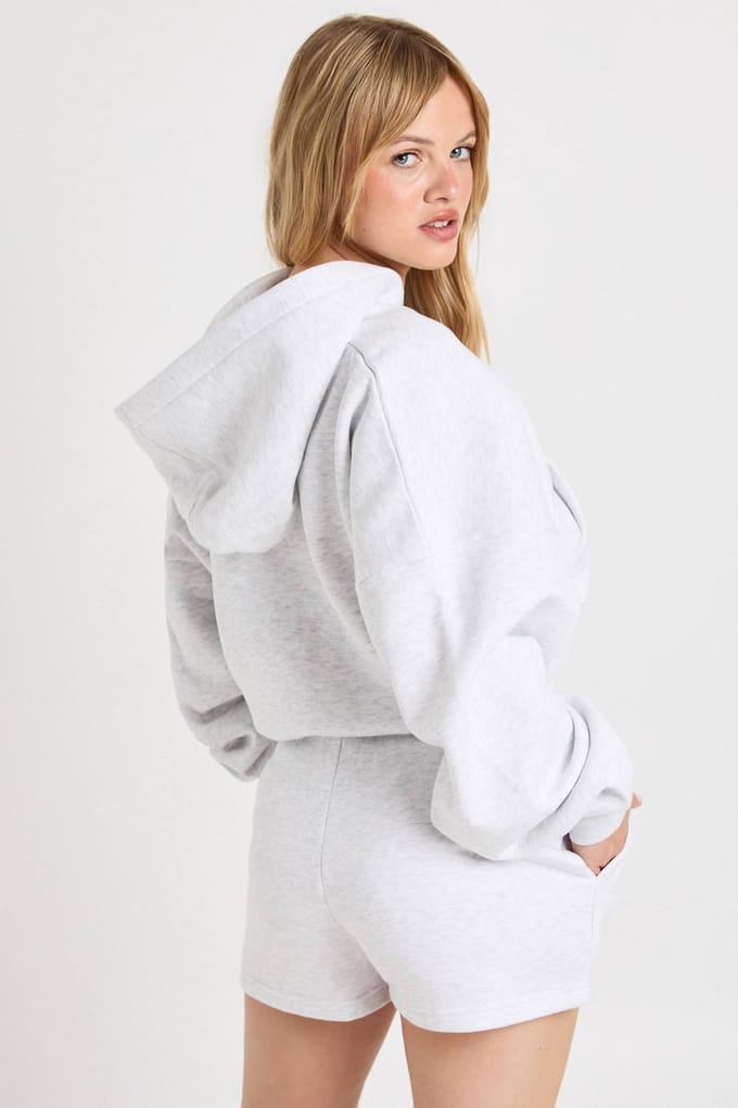 boohoo Dames Petite Sweatshort Met Hoge Taille En Interne Trekkoord | Asgrijs | Maat: Medium