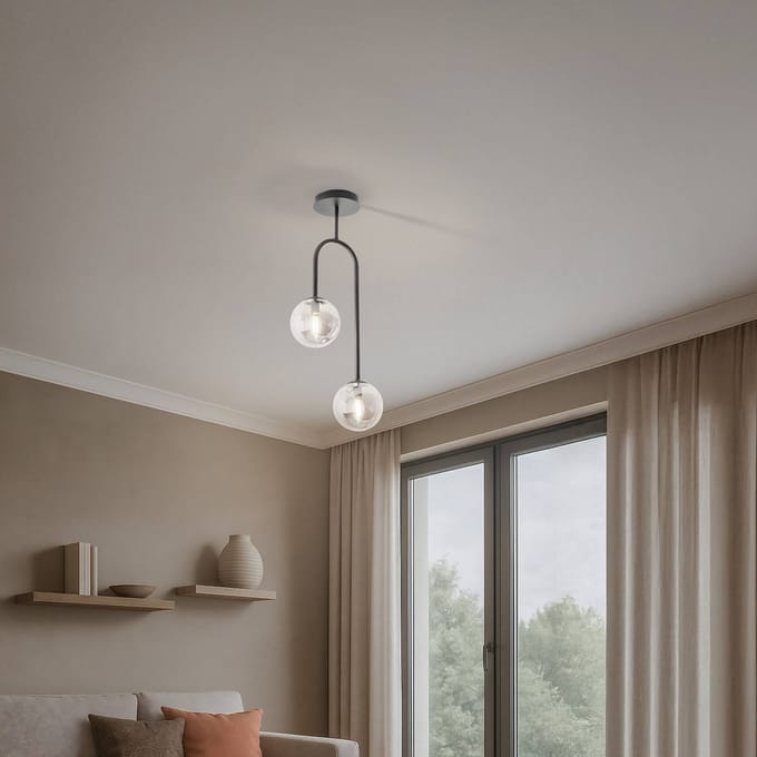 EMIBIG LIGHTING Atria plafondlamp, rookgrijs/zwart, hoogte 76 cm, 2-lamps.