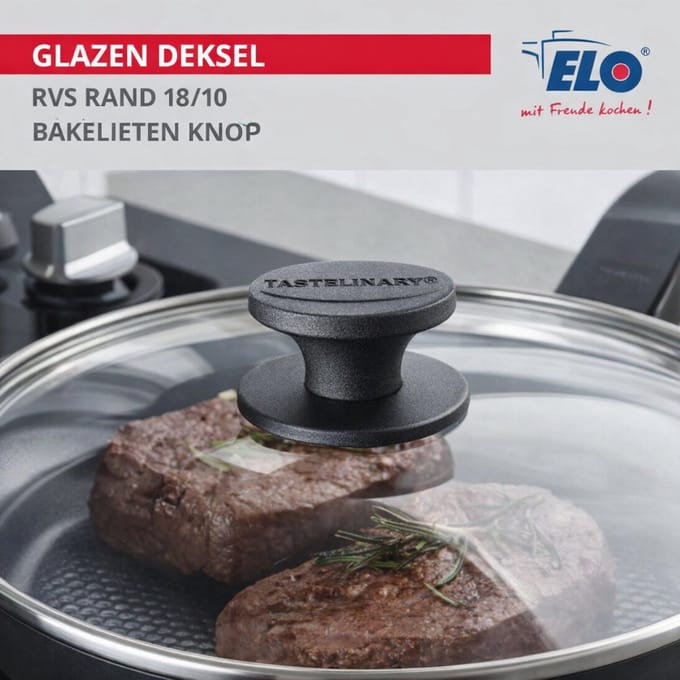 Set Koekenpan 32 cm keramisch zonder PFAS en deksel Profi Therm Platinum Elo