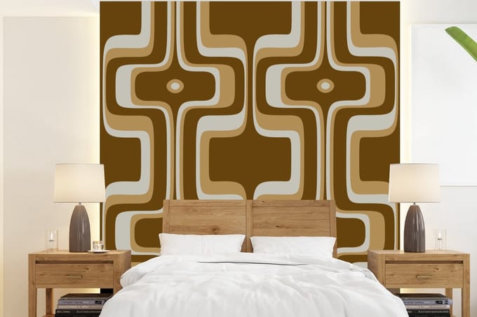 Behang - Fotobehang Retro - Design - Bruin - Breedte 200 cm x hoogte 220 cm