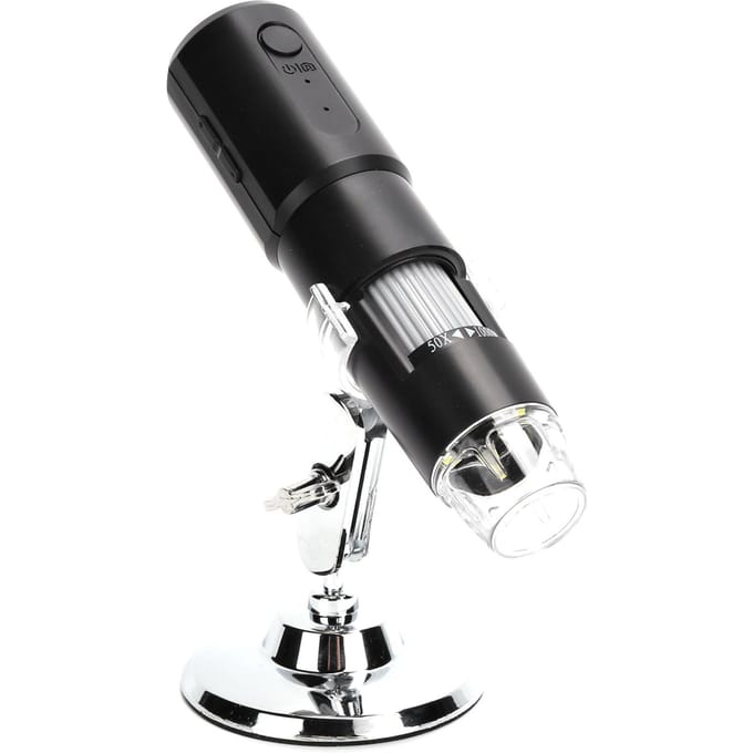 Microscope portable sans fil WiFi, zoom 1000X, loupe 8 LED avec support