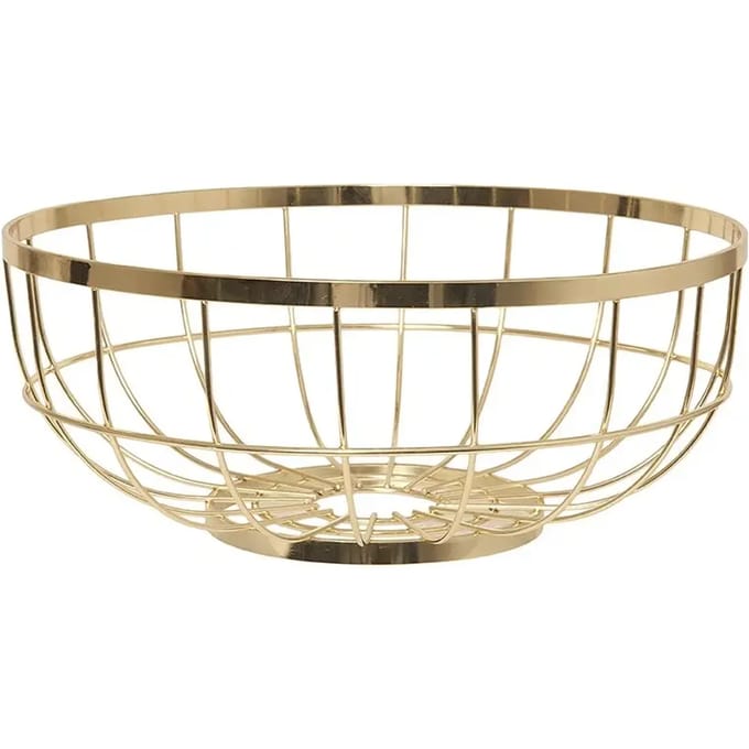 Present Time Fruitmand Open Grid - Metaal Goud - 28x12cm - Scandinavisch