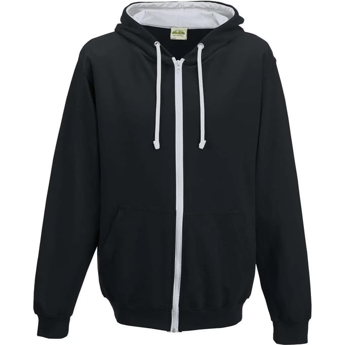 Just Hoods Varsity Zoodie JH053 - JET BLACK/HEATHER GREY - M