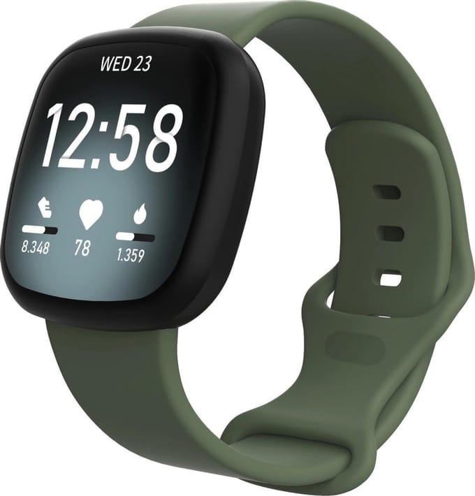 KELERINO. Siliconen bandje geschikt voor Fitbit Versa 3 / Sense - Groen - Small