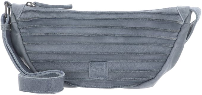 FREDsBRUDER Leren Schoudertas Riffel Halfmoon Bag Sky Blue Blauw
