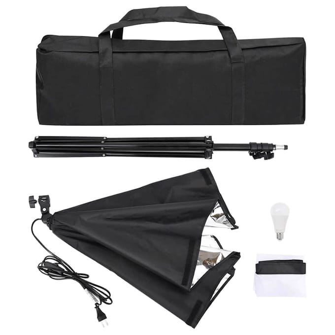 vidaXL - Fotostudioset - met - softboxlamp - en - achtergrond