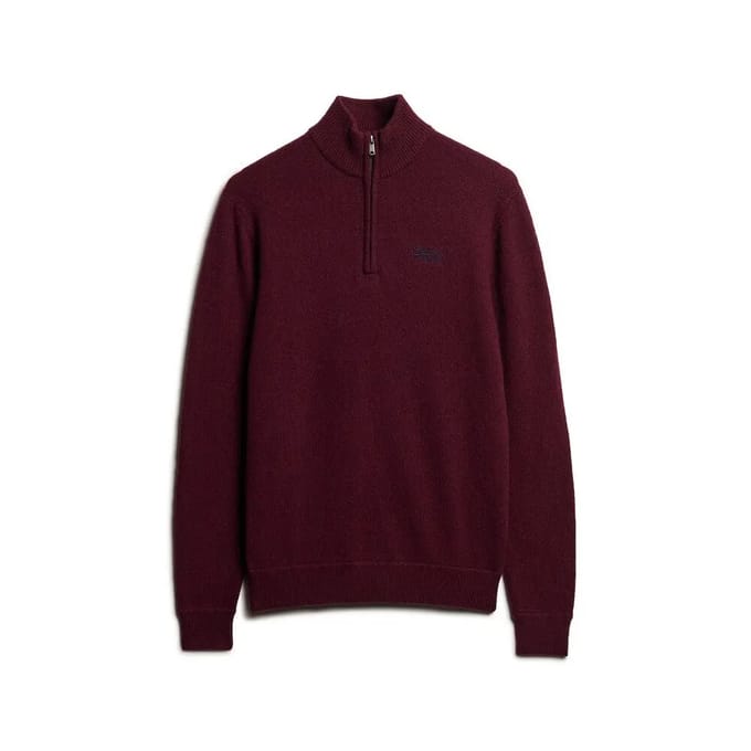 Superdry - Gebreide Essential trui met borduursel en halve rits - Heren - Sweaters